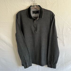 Ted Baker London Polo Long Sleeve Pullover Shirt Black Pattern Size 4UK Large US